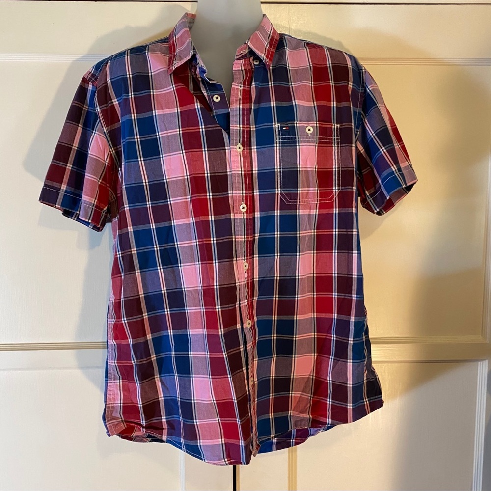 Tommy Hilfiger Plaid Short Sleeve Button Down XL